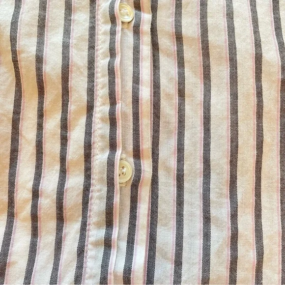 XiRENA White Black Pink Striped Rolled Cuff Short Sleeve Top Medium - Picture 10 of 12